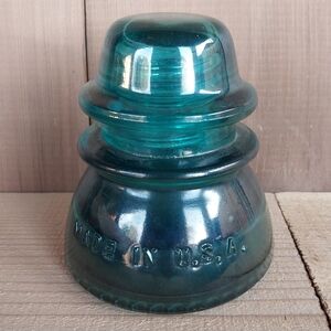 Vtg Hemingray No 42 Larger Green Glass Insulator Telephone Electric  Line #4